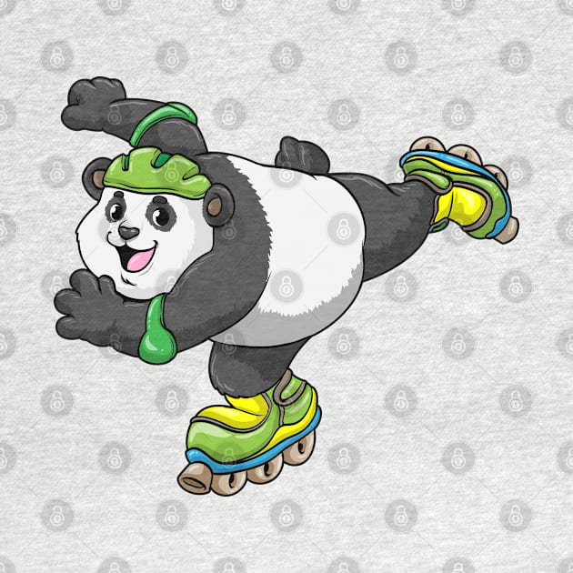 Panda as Inline skater with Inline skates and Helmet by Markus Schnabel